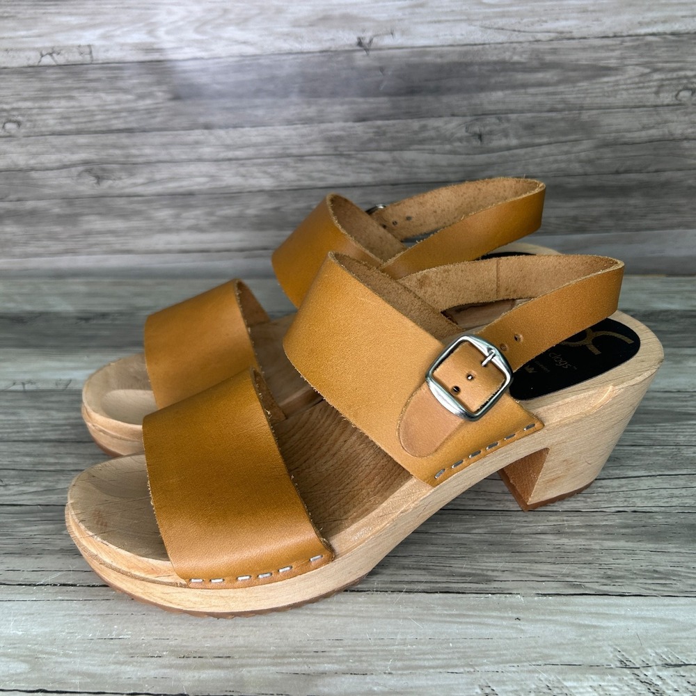 Cape Clogs Leather Adjustable Strap Sandals Hedda Tan Size 40 US 9.5-10